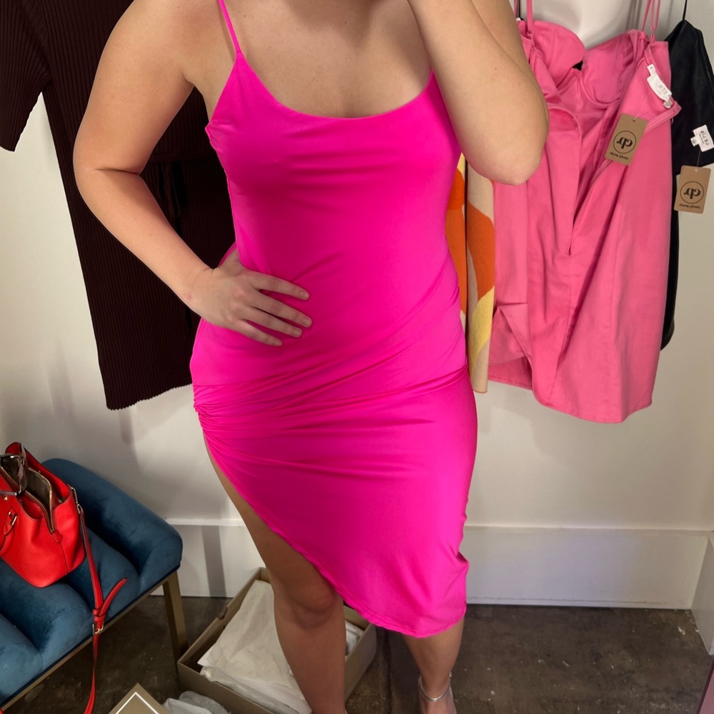 Edit by nine hot pink midi dress